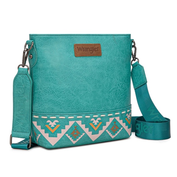 Wrangler Aztec Print Crossbody Bag Turquoise - Picture 1 of 4